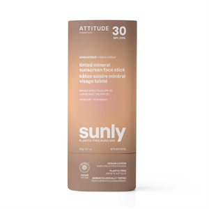 Attitude Sunly Unscented Tinted Mineral Sunscreen Face Stick Spf 30 20G