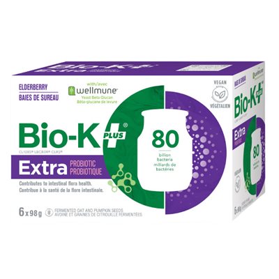 Bio-K Plus extra probiotic Elderberry 80 billion bacteria 6x98g