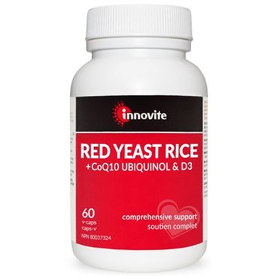 Innovite Health Levure de Riz Rouge avec CoQ10 Ubiquinol & Vitamin D3 60 Capsules Végétariennes