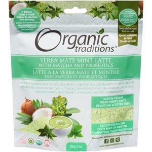 Organic Traditions Yerba Mate Mint and Probiotic Latte 150g