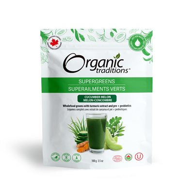 Organic Traditions Supergreens - Cucumber Melon 100g