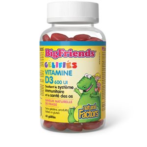 Natural Factors Vitamine D3 600 UI 60 gélifiés Saveur naturelle de fraise