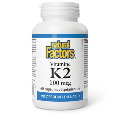 Natural Factors Vitamine K2 100 mcg 60 capsules végétariennes Natural Factors Vitamine K2 100 mcg 60 capsules végétariennes