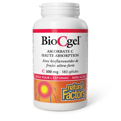 Natural Factors Biocgel Ascorbate C Haute Absorption 500 Mg 180 Gélules