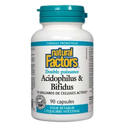 Natural Factors Acidophilus+Bifidus Double Strength probiotics 90 Capsules