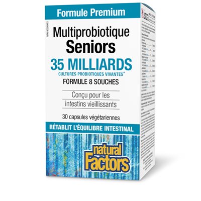 Natural Factors Multiprobiotique Seniors 35 milliards cultures probiotiques vivantes 30 capsules végétariennes Natural Factors Multiprobiotique Seniors 35 milliards cultures probiotiques vivantes 30 capsules végétariennes
