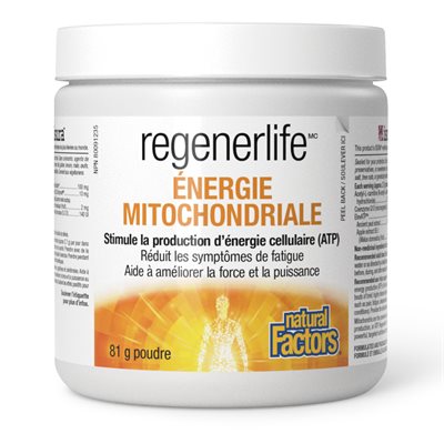 Natural Factors Énergie Mitochondriale RegenerLife 81 g poudre Melon d'eau