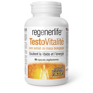 Natural Factors TestoVitalité avec extrait de maca biologique 60 capsules végétariennes