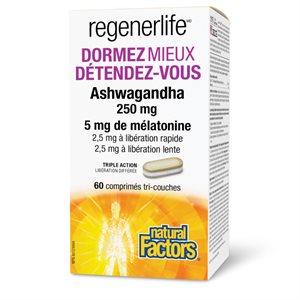 Natural Factors Regenerlife Dormez Mieux Avec Ashwagandha 60Comp