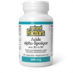 Natural Factors Alpha-Lipoic Acid with B1 & B2 600 mg 60 Vegetarian Capsules