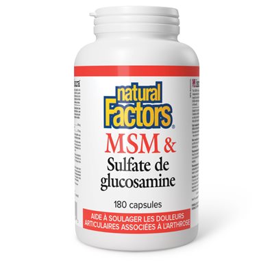 Natural Factors MSM & Glucosamine Sulfate 500 mg / 375 mg 180 Capsules