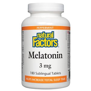 Natural Factors Mélatonine sublinguale 3 mg - Menthe poivrée 180 comprimés