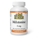 Natural Factors Mélatonine  5 mg  180 comprimés sublinguaux menthe poivrée