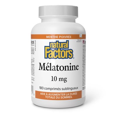 Natural Factors Melatonin 10 mg 180 Sublingual Tablets Peppermint