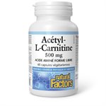 Natural Factors Acétyl- L-Carnitine  libre 500 mg, 60 capsules