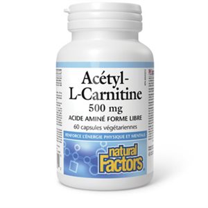 Natural Factors Acétyl- L-Carnitine libre 500 mg, 60 capsules