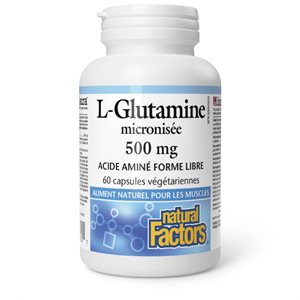 Natural Factors Micronized L-Glutamine Free Form Amino Acid 500 mg 60 Vegetarian Capsules