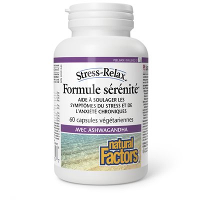 Natural Factors Formule sérénité?? avec ashwagandha Extrait d’ashwagandha Sensoril?? 125 mg 60 capsules végétariennes Natural Factors Formule sérénité?? avec ashwagandha Extrait d’ashwagandha Sensoril?? 125 mg 60 capsules végétariennes