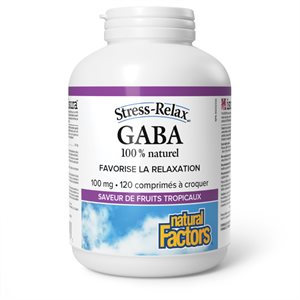Natural Factors 100% Natural GABA 100 mg 120 Chewable Tablets Tropical Fruit Flavour