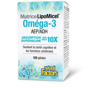 Natural Factors Formule Matrice LipoMicel DHA Oméga-3 120 gélules