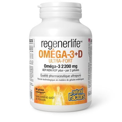 Natural Factors Omega-3+D Ultra Strength 2200 mg / 1000 IU 90 Enteripure® Softgels