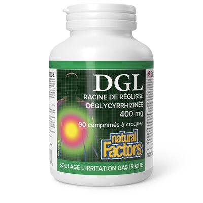 Natural Factors DGL Deglycyrrhizinated Licorice Root 400 mg 90 Chewable Tablets