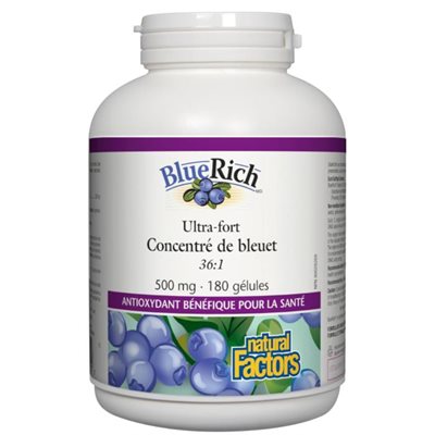 Natural Factors Super Strength Blueberry Concentrate 500Mg 180Un