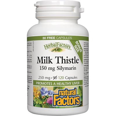 Natural Factors Milk Thistle 150 mg Silymarin 250 mg 120 Capsules