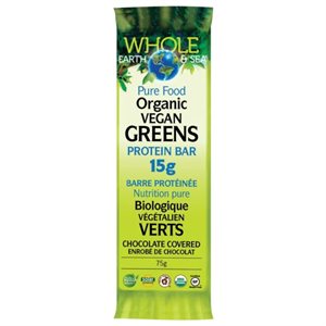 Whole Earth & Sea® Barre protéinée biologique Verts 100 % à base de plantes Chocolat 17 g