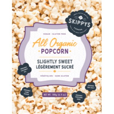 Pop-corn entièrement biologique de Skippy’s légèrement sucré 180g