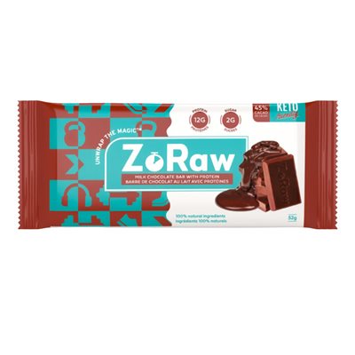 ZoRaw Barre de chocolat au lait 45% avec protéines