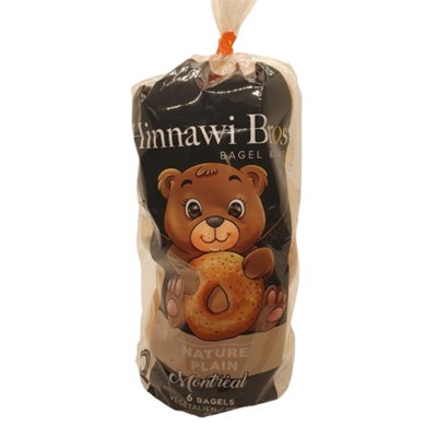 Hinnawi Bros Traditional Plain Vegan Bagels 6Un 640G