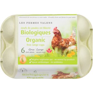 Les Fermes Valens Organic Free Range Eggs Large 6 Brown Eggs 6un