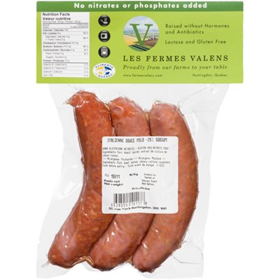 Les Fermes Valens Italian Mild sausages - 25% Sodium