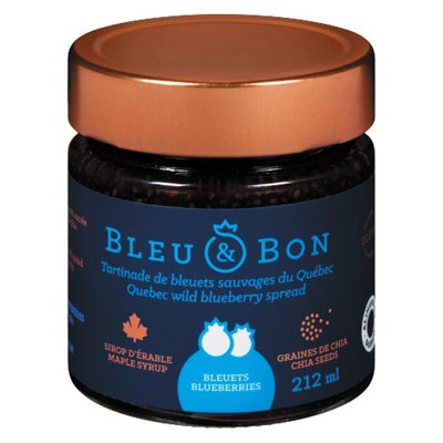 Bleu&Bon Confiture Bleuets Sauvages - Chia- Sirop D'érable Bleu&Bon Confiture Bleuets Sauvages - Chia- Sirop D'érable