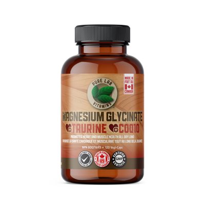 Pure Labs Vitamins Magnesium Glycinate (75Mg) + Taurine (375Mg) + Coq10 (20Mg) 120 Vegi Cap