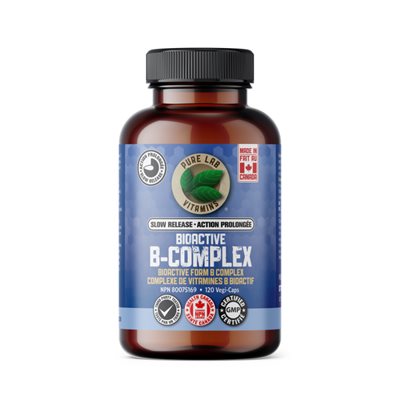 Pure Labs Vitamins Complexe B Bioactif – À Action Prolongée 120 Vegi Cap Pure Labs Vitamins Complexe B Bioactif – À Action Prolongée 120 Vegi Cap