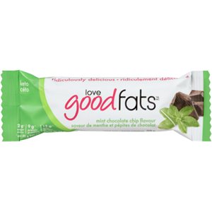 Love Good Fats Barres Collations Saveur de Menthe et Pépites de Chocolat 39 g