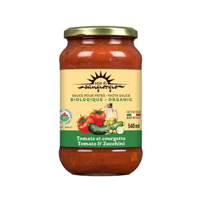 Sole Di Sangiorgio Sauce tomate et courgette biologique 540ml Sole Di Sangiorgio Sauce tomate et courgette biologique 540ml