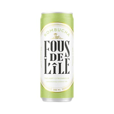 Fous De L'ile Organic Lemongrass Green Tea Kombucha 355 ml