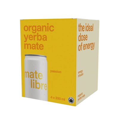 Mate Libre Organic Passion Fruit Yerba Mate Infusion 4X330Ml