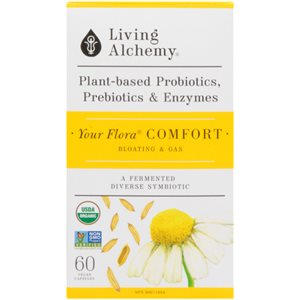 Living Alchemy Your Flora Plant-Based Probiotics, Prebiotics & Enzymes Comfort 60 Vegan Capsules 