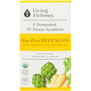 Living Alchemy Your Flora a Fermented 35 Strain Symbiotic Regenesis 60 Pullulan Capsules 