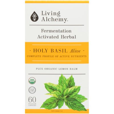 Living Alchemy Vivant Plantes Activées par Fermentation Basilic Sacré 60 Capsules de Pullulan