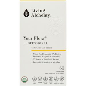 Living Alchemy Votre Flore Soulagement Intestinal Complet Professionnel 60 Capsules de Pullulan