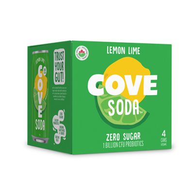 Cove Healthy Lemon Lime Probiotic Soda 4x355ml
