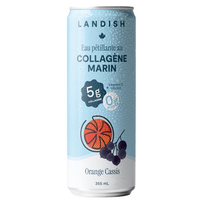 Landish Eaux Pétillantes Aux Collagène Marin - Orange Cassis 355 Ml