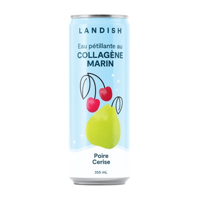 Landish Eaux Pétillantes Aux Collagène Marin - Poire Cerise 355 Ml