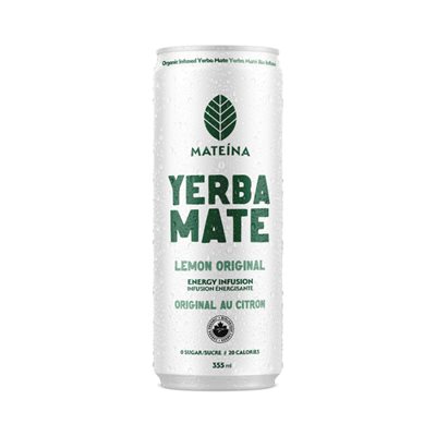 Mateina Yerba Mate Infusion énergisante Original au Citron Biologique 355 ml