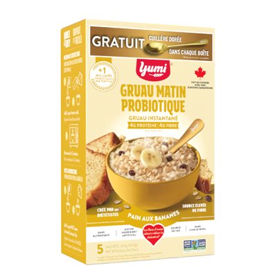 Yumi Organics Gruau Matin probiotique -Pain aux bananes 250 g Yumi Organics Gruau Matin probiotique -Pain aux bananes 250 g